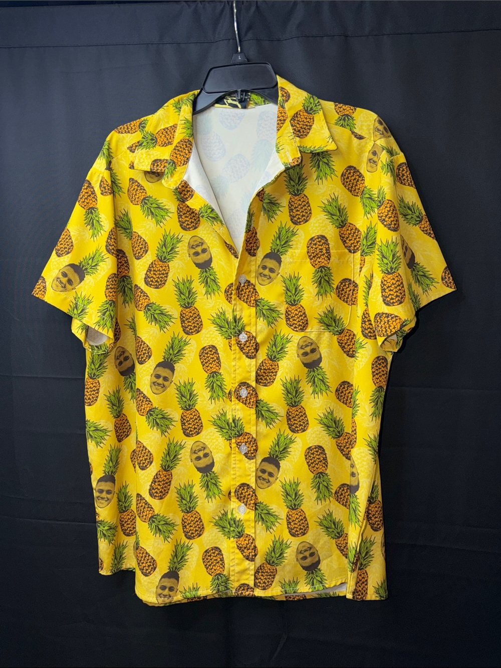 Yellow Pineapple Print Short-Sleeve Shirt YouTuber Face Print
